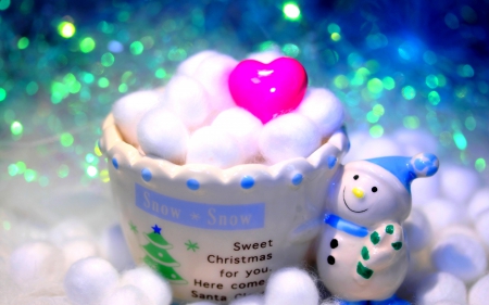 SWEET CHRISTMAS - snowman, snow, heart, sweet, christmas