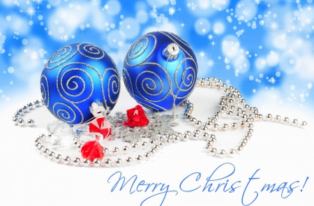 ✰X-mas White & Blue✰ - snowflakes, blue, creative pre-made, greetings, diamond, holidays, celebrations, ornaments, decorations, winter holidays, bokeh, sparkle, beautiful, balls, photography, beads, colors, lovely, xmas and new year, cool, still life, christmas, white, cute