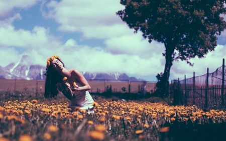 Model - flowers, women, color, model