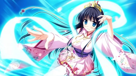 Miko - miko, game, girl, magic, japanese, cg, hime