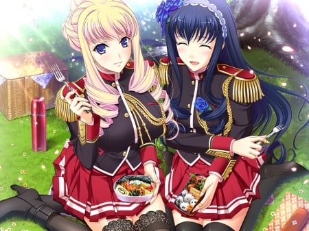 Walkure Romanze - girls, bento, pretty, game, anime, long hair, uniform, cg