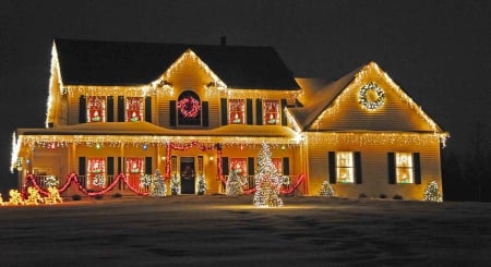 christmas lights - christmas, lighted, merry, home