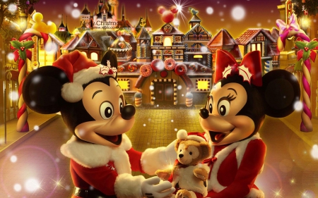 mickey and minnie - minnie, disney, mouse, mickey, christmas