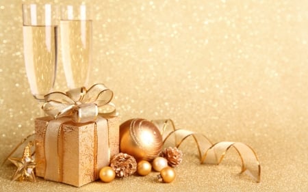 Merry Xmas & Happy New Year! - present, gold, holidays, happy