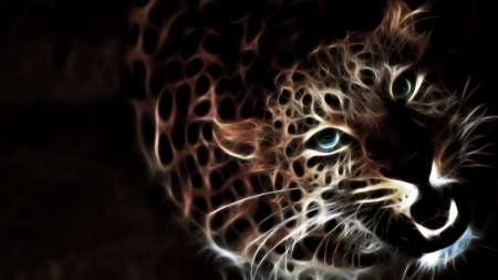 Glowing Leopard - photomanipulation, leopard, glowing, animals