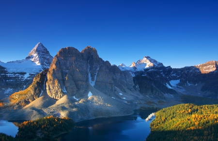 fabulous mountain lakes - lakes, forests, mountains, shadow, cliffs