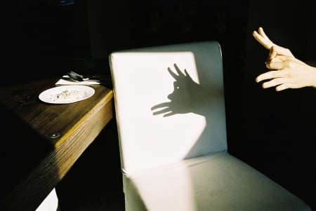 imitation - hands, girl, lunch, light, shadow