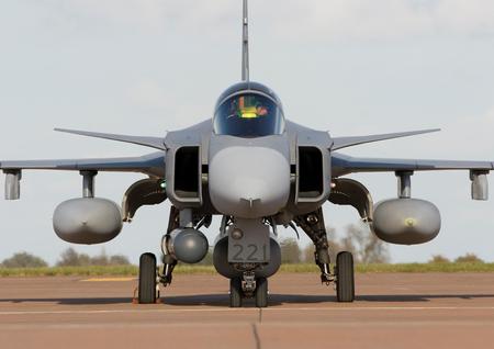 The Nasty Angle of a Saab Gripen - fighter, jet, wing, air, military, firepower, plane, aircraft, force, missile, bomber