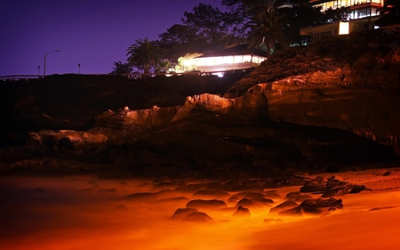 FIERY BEACH - beach, trees