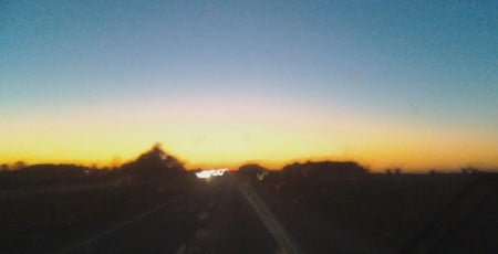 Sunset On The Road - highway, dark, nature, sunset