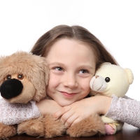 Girl and teddy bear