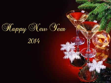 Happy New Year - greeting, glasses, new year, message