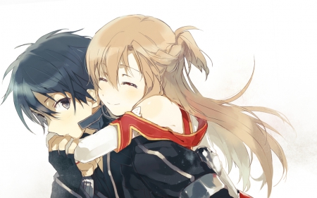 tight hug of feelings - nice, asuna and kirito, love, couple