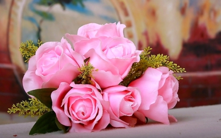 Pink roses - roses, flowers, petals, pink