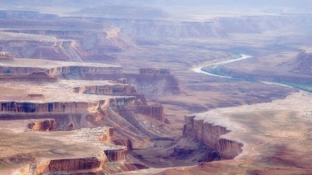 winding river in a utah canyon - cliffs, river, desert, canyon