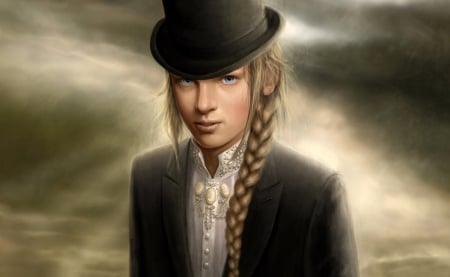 Lovely and Shy - beautiful, serene, girl, blonde, lovely, girl with hat, fantasy, digital, shy, art