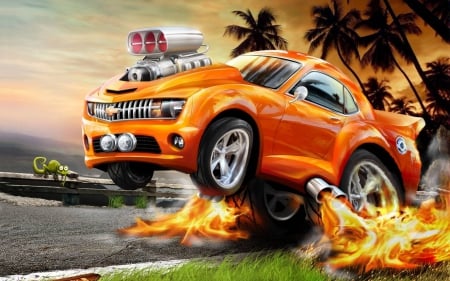 Fire Power - cgi, cars, fantasy, hot rods, flames