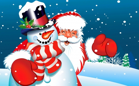 Winter hug - new year, hug, nice, santa claus, pretty, cold, noel, holiday, frozen, snowman, vector, winter, snowflakes, lovely, christmas, nature, snow, beautiful, frost, smile, eve, friends