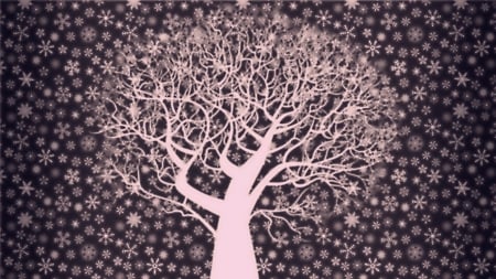 Snowflakes - winter, tree, abstract, snow