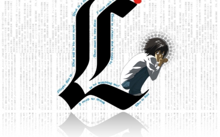 L - letter, cant think of a fourth, weird, death note, l, anime