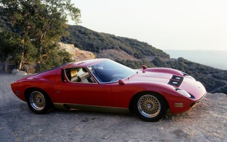 lamborghini miura - sky, car, red, beautiful