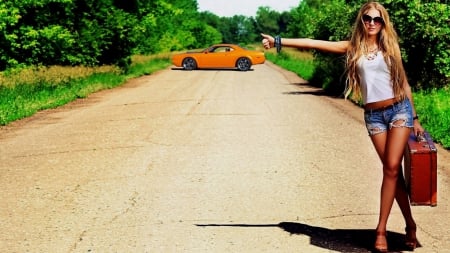 Hitchin' - vehicles, women, cars, beautiful, sexy, chevy