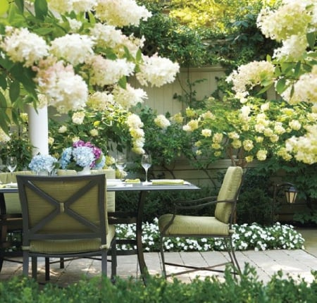 Garden Table - flowers, table, nature, garden