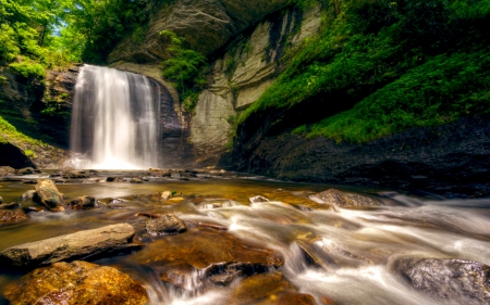 WATERFALLS - pisgah, trees, forest, north carolina, looking glass, hdr, waterfall, brevard