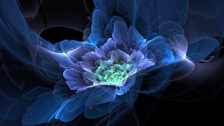 Fractal flower - fractal, abstract, blue, flower