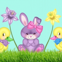 Easter bunny and ducks