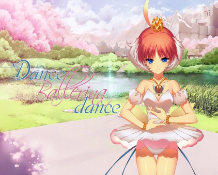 Dance Ballerina Dance!! - ballerina, princess tutu, short hair, crown, lovely, spring, blue eyes, anime