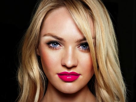 Candice Swanepoel - woman, girl, eyes, black, model, pink, blue, candice swanepoel, blonde