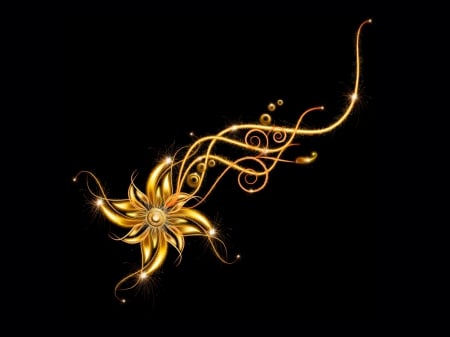 * - flower, background, black, golden, yellow