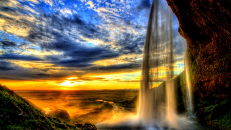 WATERFALLS at DUSK - HDR, waterfalls, sunset, nature