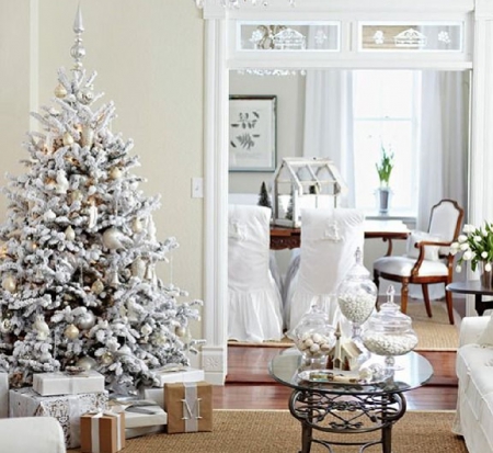 White Christmas - christmas tree, interior, architecture, house, christmas