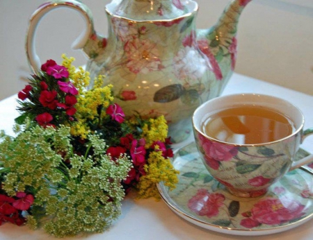 tea time - flowers, beautiful, photography, tea, still life