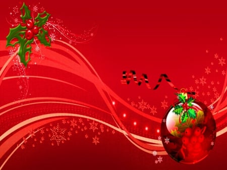 Celebration in red - ball, red, decorations, holly, christmas