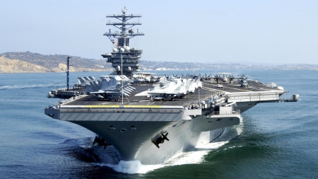 Leaning Forward - aircraft carrier, ocean, ships, sea, military