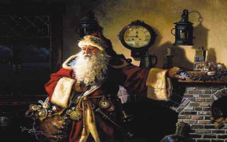 Father Christmas - christmas, toys, santa, clock