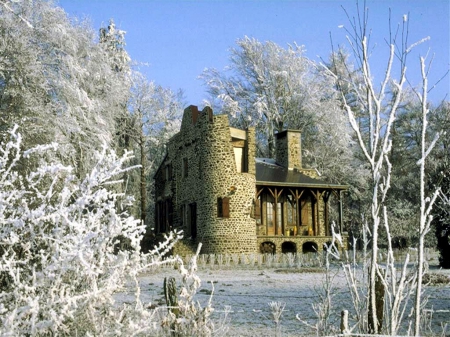 Stylish House - winter, ice, building, snow