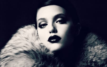 Emily Didonato - woman, fur, girl, winter, black, model, white, emily didoanto, blue