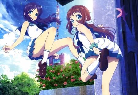 Water Beauty with Water City - beauty, girl, manaka, chisaki, tv show, wall, hiradaira chisaki mukaido manaka, anime, new