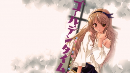 Blond Beauty GirlFriend - golden darkness, girl, kaga kouko, wall, anime, novel, new, tv show