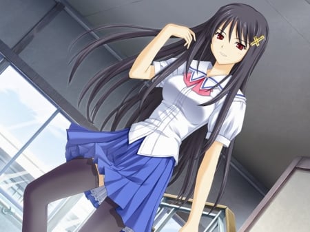 Kono Aozora ni Yakusoku wo - cute, nice, long hair, school girl