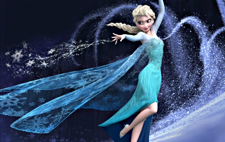 Frozen (2013) - winter, magic, blue, queen, girl, black, frozen, movie, princess, elsa, disney