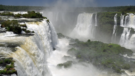 Waterfall - nature, sky, tree, waterfall