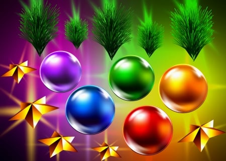 Christmas balls - pretty, winter, decoration, beautiful, balls, photoshop, backgrounds, lovely, stars, christmas, colorful, holiday, nice