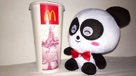 I enjoy my coffee - coffee, mocha, toy, panda, cute