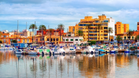 marina in palma de mallorca spain - boats, city, marina, ripples