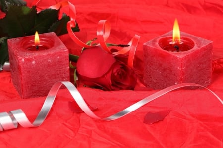 With Love - roses, for you, red rose, romantic, candle, romance, with love, light, flowers, nature, red, rose, candles